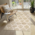 Meline Washable Classic Moroccan Trellis Taupe & Khaki Rug Area Rugs Lahome