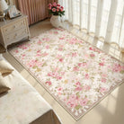 Nina Washable Romantic Vintage Floral Rose Garden Pink and Beige Rug Area Rugs Lahome 3' x 5'