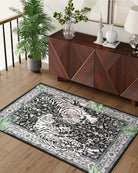 Rava Washable Wild Tiger Black Rug Area Rugs Lahome