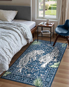 Rava Washable Wild Tiger Blue Rug Area Rugs Lahome