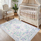 Rosabel Washable Floral Bows purple Rug Area Rugs Lahome 3' x 5'