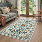Rosalie Washable Boho Birdsong Floral Garden Beige Rug Clearance Rugs Lahome 3' x 5'