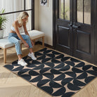 Solaro Washable Boho Geometric Easy Jute Black Indoor/Outdoor Rug Easy Jute Rug Lahome