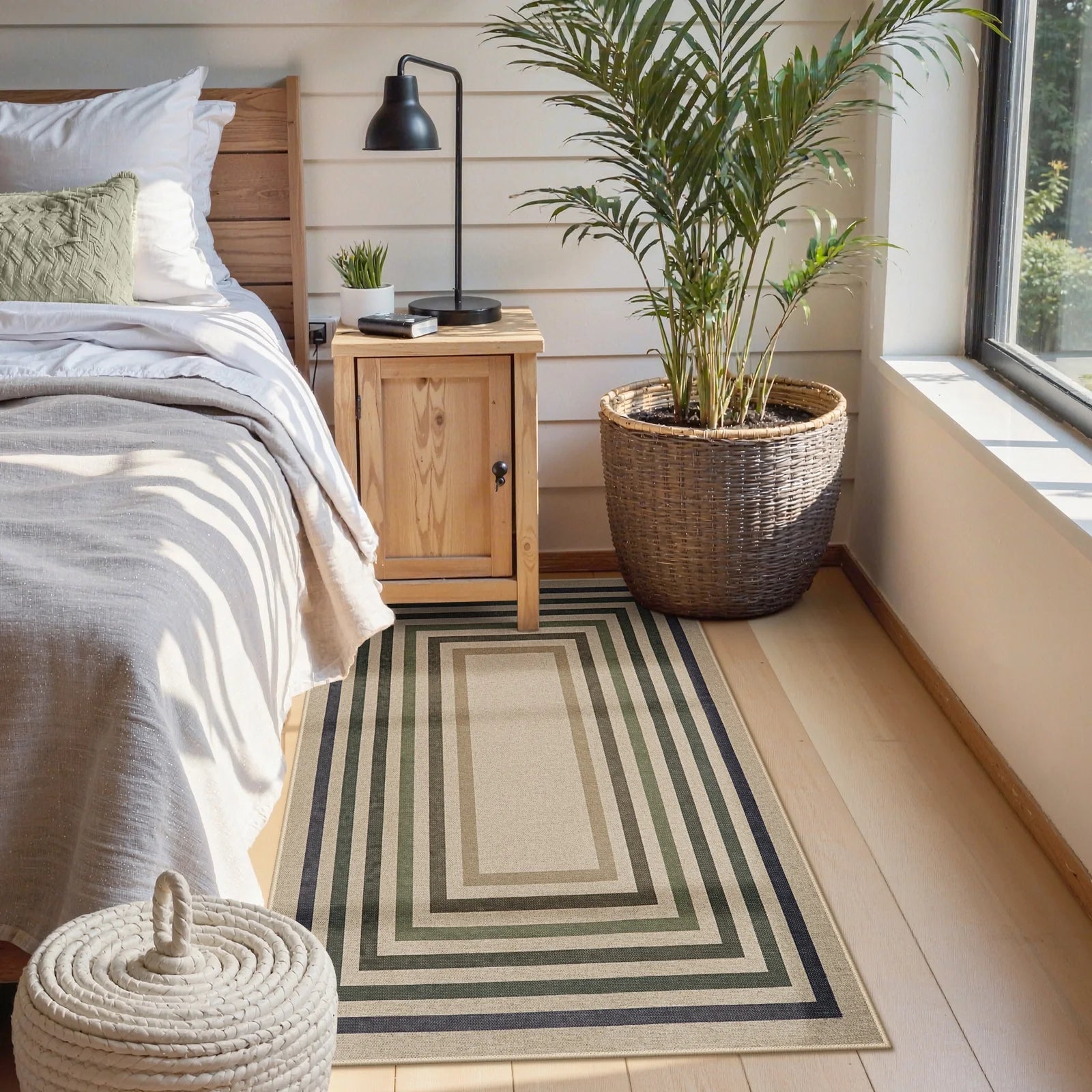 SUNDEREY Moroccan Geometric Area Rug, Washable Bedroom Rug,Easy Jute Indoor Outdoor Carpet, Farmhouse Checkered Non Slip Black Carpet for Office Couch Entrance Kitchen Walmart Walmart