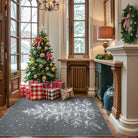 Christmas Washable Tree and Snowflake Grey Rug Area Rugs Lahome 3' x 5'