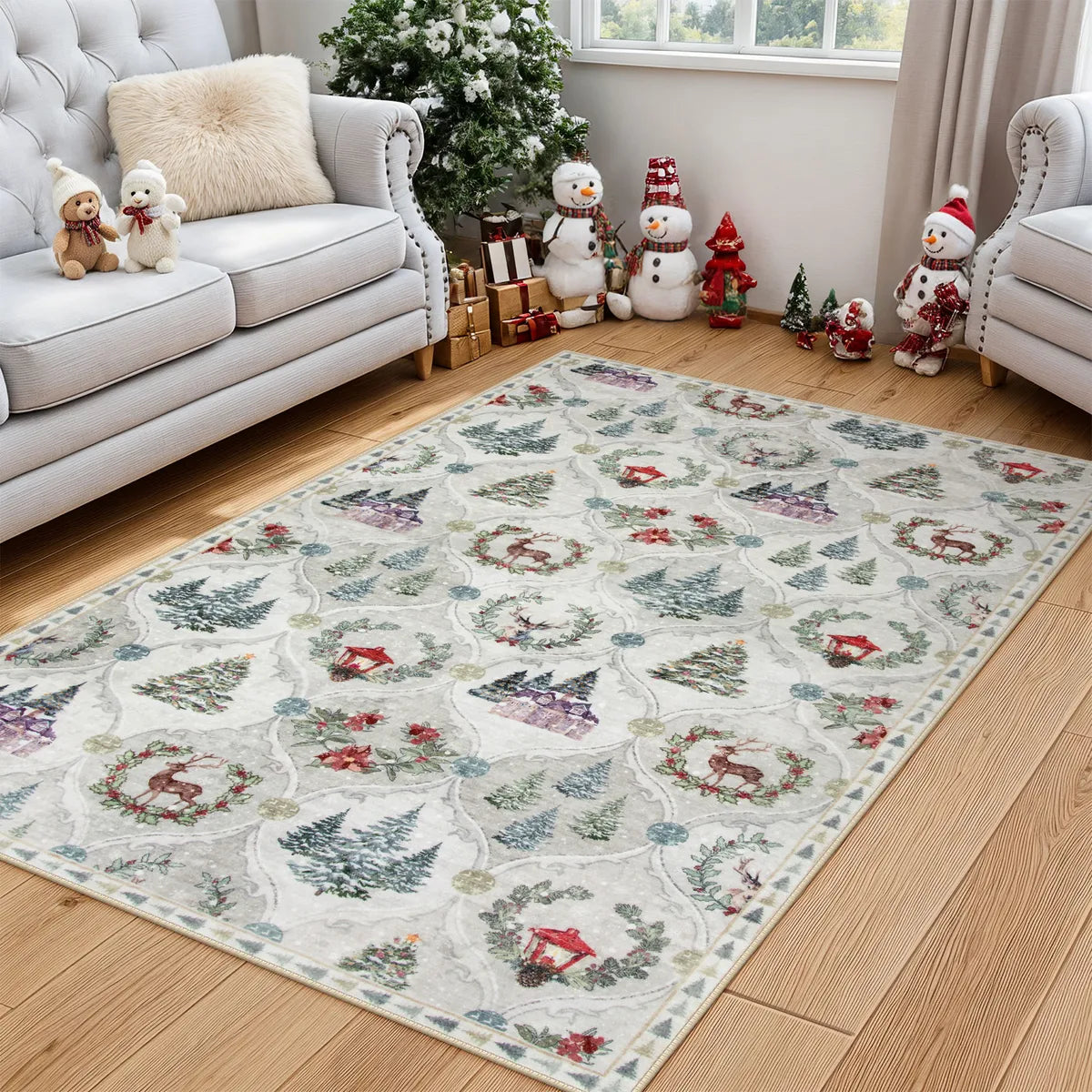 Christmas Washable World Moroccan Beige Rug Area Rugs Lahome 3' x 5'