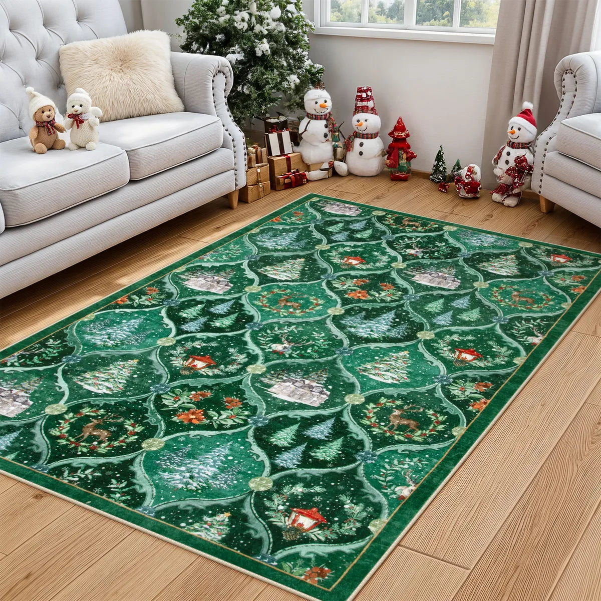 Christmas Washable World Moroccan Green Rug (Copy) Area Rugs Lahome 3' x 5'