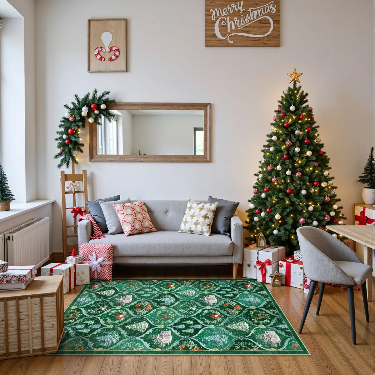 Christmas Washable World Moroccan Green Rug (Copy) Area Rugs Lahome
