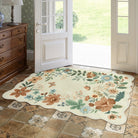 Flore Washable Boho Modern Parisian Floral Beige Rug Area Rugs Lahome 3' x 5'