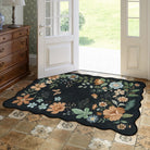 Flore Washable Boho Modern Parisian Floral Black Rug Area Rugs Lahome 3' x 5'