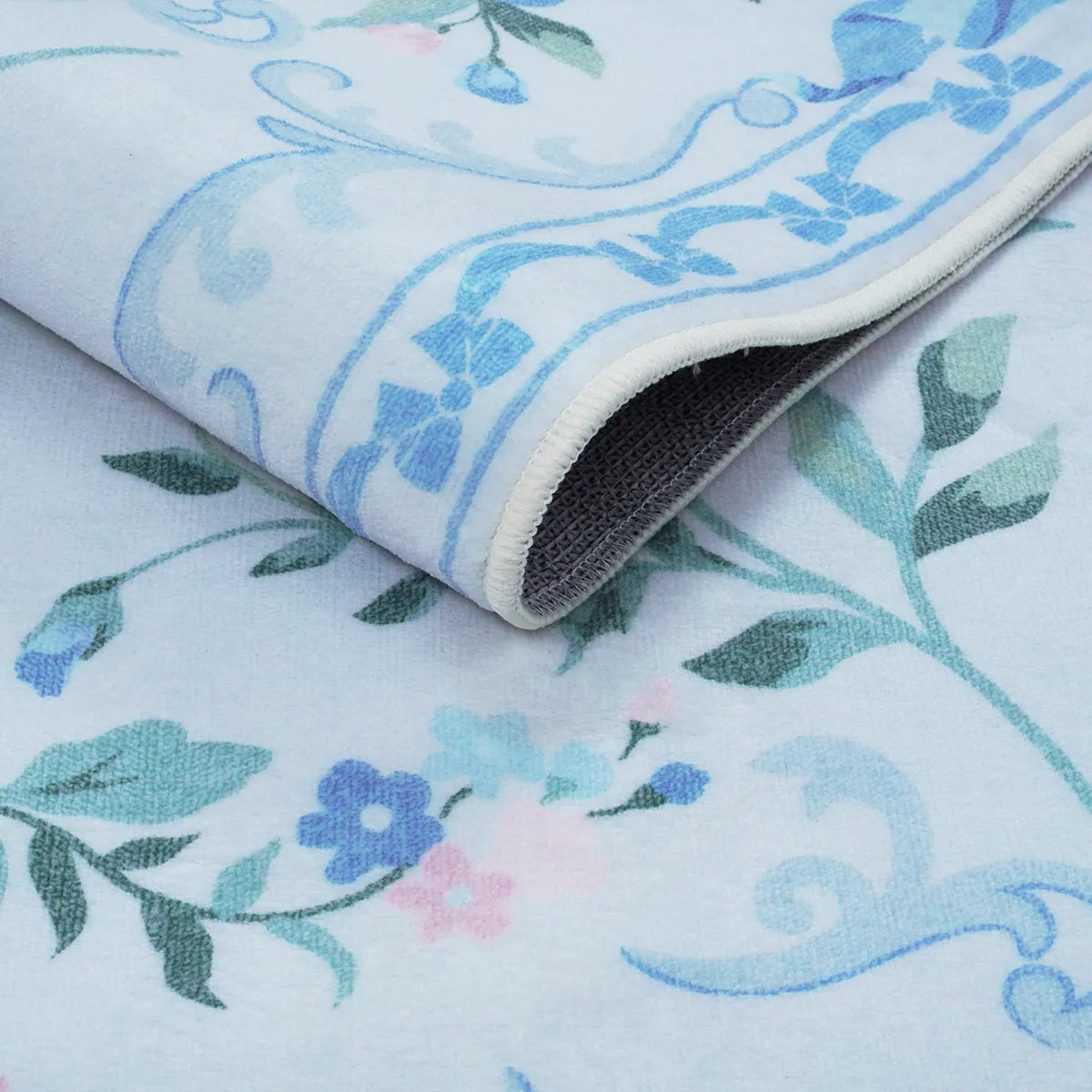 Rosabel Washable Floral Bows Blue Rug Area Rugs Lahome