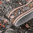 Marcel Washable Vintage Floral Bird Taupe Rug Area Rugs Lahome