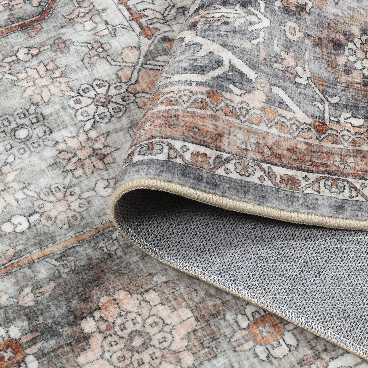 Velora Washable Vintage Grey Rug Area Rugs Lahome