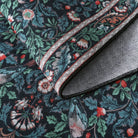 Marcel Washable Vintage Floral Bird Royal Blue Rug Area Rugs Lahome