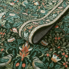 Marcel Washable Vintage Floral Bird Dark Green Rug Area Rugs Lahome