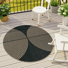 Enfys Washable Modern Rainbow Easy Jute Black/Grey Indoor/Outdoor Rug Clearance Rugs Lahome 4' Round