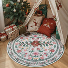 Sylvie Christmas Washable Boho Modern Parisian Garden Floral Ivory Rug Area Rugs Lahome 4' Round