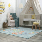 Emis Washable Butterfly Blue Kids Rug Kids Rugs Lahome