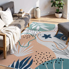Kiki Washable Modern Botanical Leaf Light Green Rug Area Rugs Lahome 4' x 6'