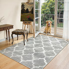 Meline Washable Classic Moroccan Trellis Light Grey Rug Area Rugs Lahome