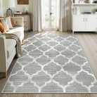 Meline Washable Classic Moroccan Trellis Light Grey Rug Area Rugs Lahome 4' x 6'