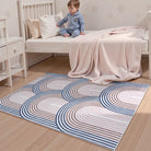 Namia Washable Modern Arch Stripe Blue/Pink Rug Rugs Lahome 4' x 6'