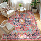 Reine Washable Bohemian Floral Medallion Red Rug Clearance Rugs Lahome