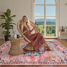 Reine Washable Bohemian Floral Medallion Red Rug Clearance Rugs Lahome
