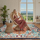 Reine Washable Bohemian Floral Medallion Orange Rug Clearance Rugs Lahome