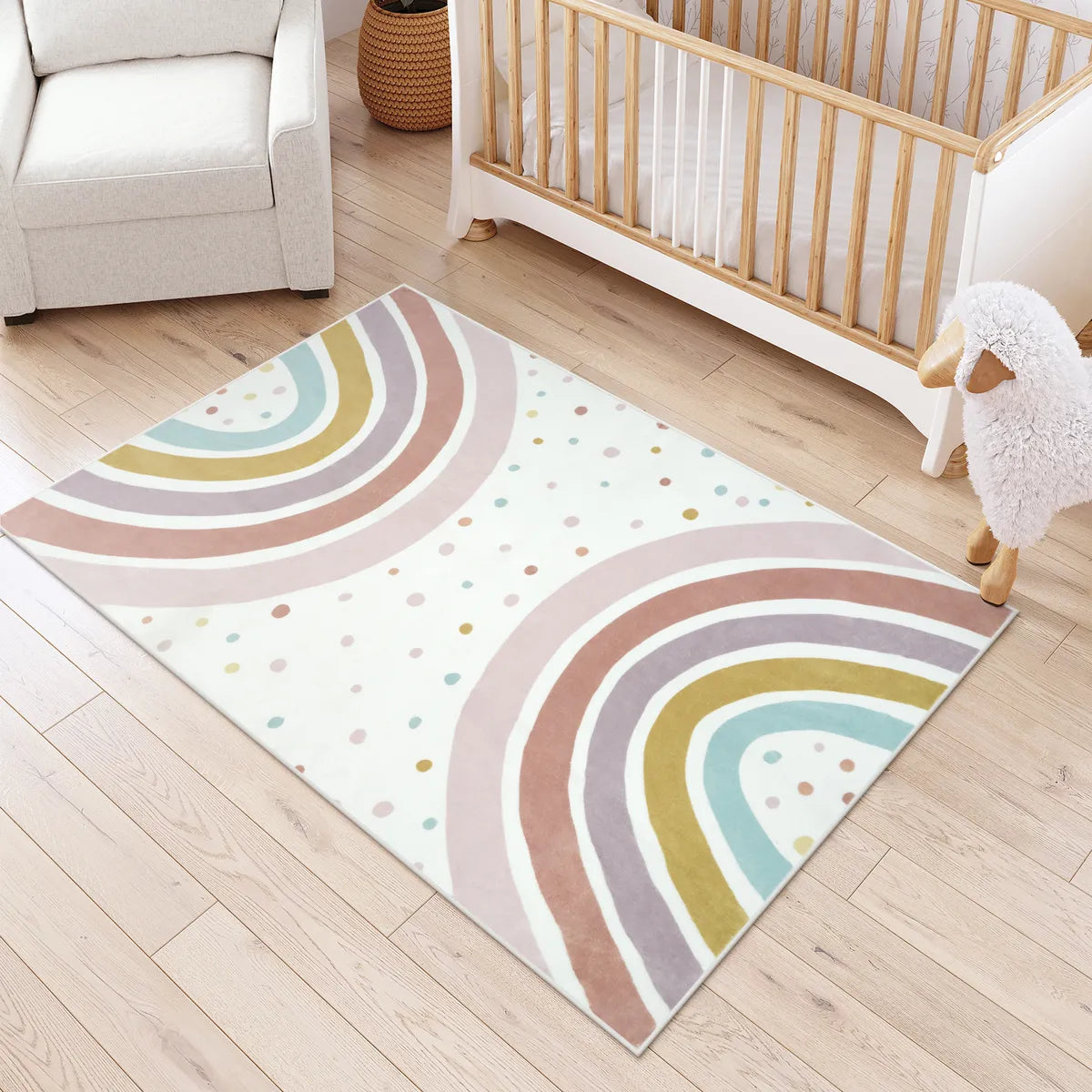 Tipou Washable Rainbow Morandi Kids Rug Area Rugs Lahome