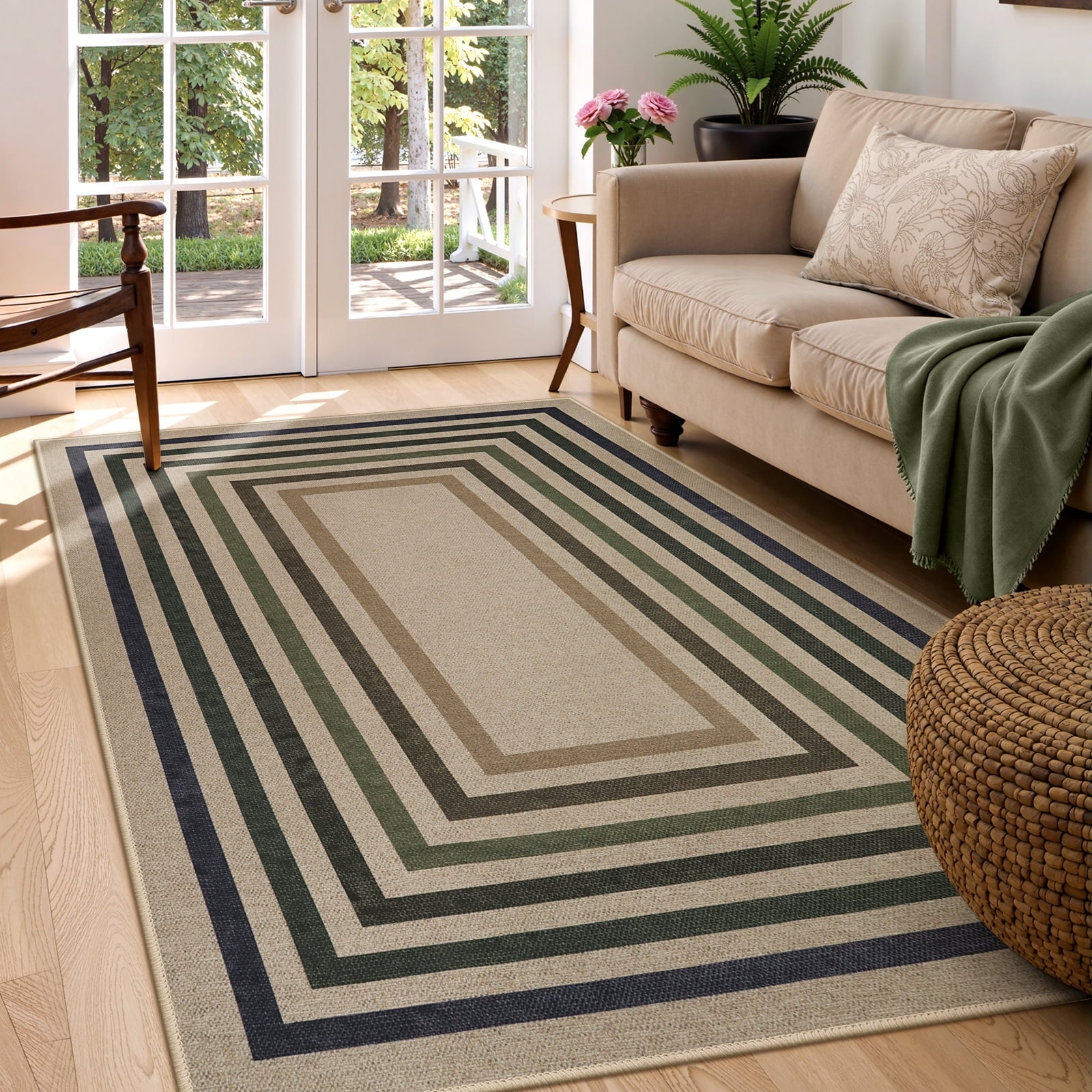 SUNDEREY Moroccan Geometric Area Rug, Washable Bedroom Rug,Easy Jute Indoor Outdoor Carpet, Farmhouse Checkered Non Slip Black Carpet for Office Couch Entrance Kitchen Walmart Walmart