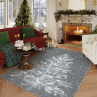 Christmas Washable Tree and Snowflake Grey Rug Area Rugs Lahome 4' x 6'