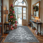Christmas Washable Tree and Snowflake Grey Rug Area Rugs Lahome