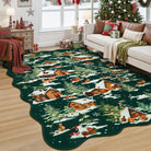 Gabriel Christmas Washable Cottage Lights Forest Animals Green Rug Area Rugs Lahome