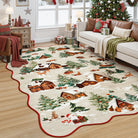 Gabriel Christmas Washable Cottage Lights Forest Animals Beige Rug Area Rugs Lahome