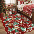 Gabriel Christmas Washable Cottage Lights Forest Animals Red Rug Area Rugs Lahome 3' x 5'