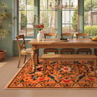 Rosalie Washable Boho Birdsong Floral Garden Orange Rug Area Rugs Lahome