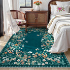 Solene Washable Modern Blooming Floral Garden Blue Rug Area Rugs Lahome