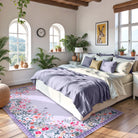 Solene Washable Modern Blooming Floral Garden Purple Rug Area Rugs Lahome
