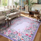 Solene Washable Modern Blooming Floral Garden Purple Rug Area Rugs Lahome 5' x 7'