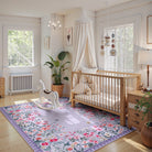 Solene Washable Modern Blooming Floral Garden Purple Rug Area Rugs Lahome
