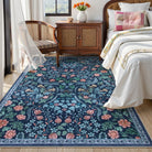 Claude Washable Maximalism Vibrant Floral Blue Rug Area Rugs Lahome 5' x 7'