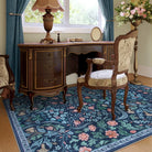 Claude Washable Maximalism Vibrant Floral Blue Rug Area Rugs Lahome
