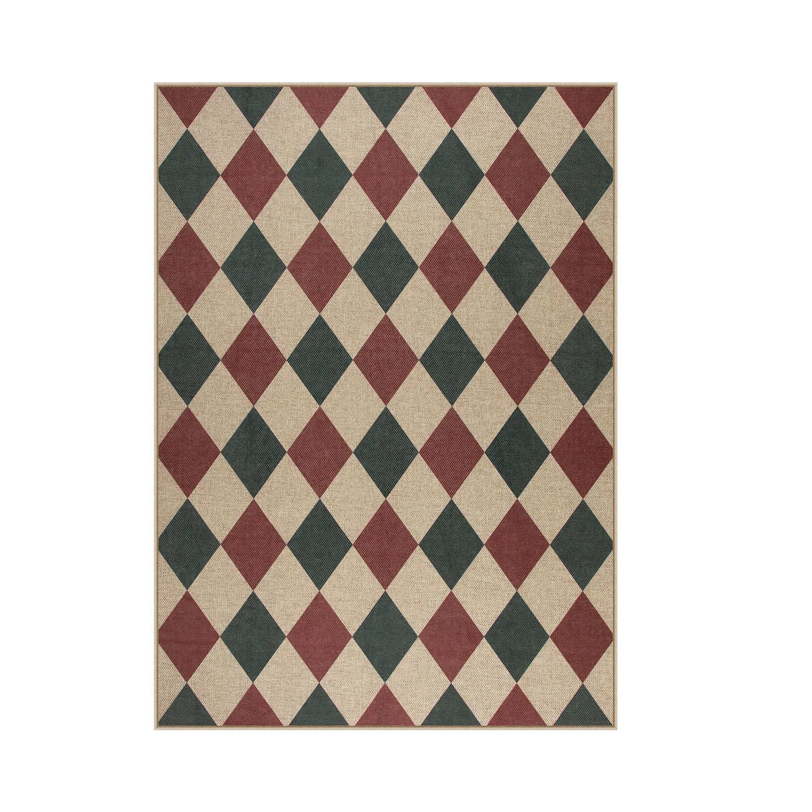 Coline Christmas Diamond Checkered Easy Jute Red&Green Rug Easy Jute Rug Lahome