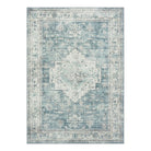 Alene Washable Vintage Medallion Floral Blue Rug Area Rugs Lahome