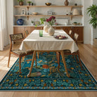 Alma Washable Modern Natural Botanical Floral Blue Rug Area Rugs Lahome