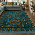 Alma Washable Modern Natural Botanical Floral Blue Rug Area Rugs Lahome