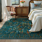 Alma Washable Modern Natural Botanical Floral Blue Rug Area Rugs Lahome