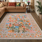 Alma Washable Modern Natural Botanical Floral Colorful Rug Area Rugs Lahome 5' x 7'
