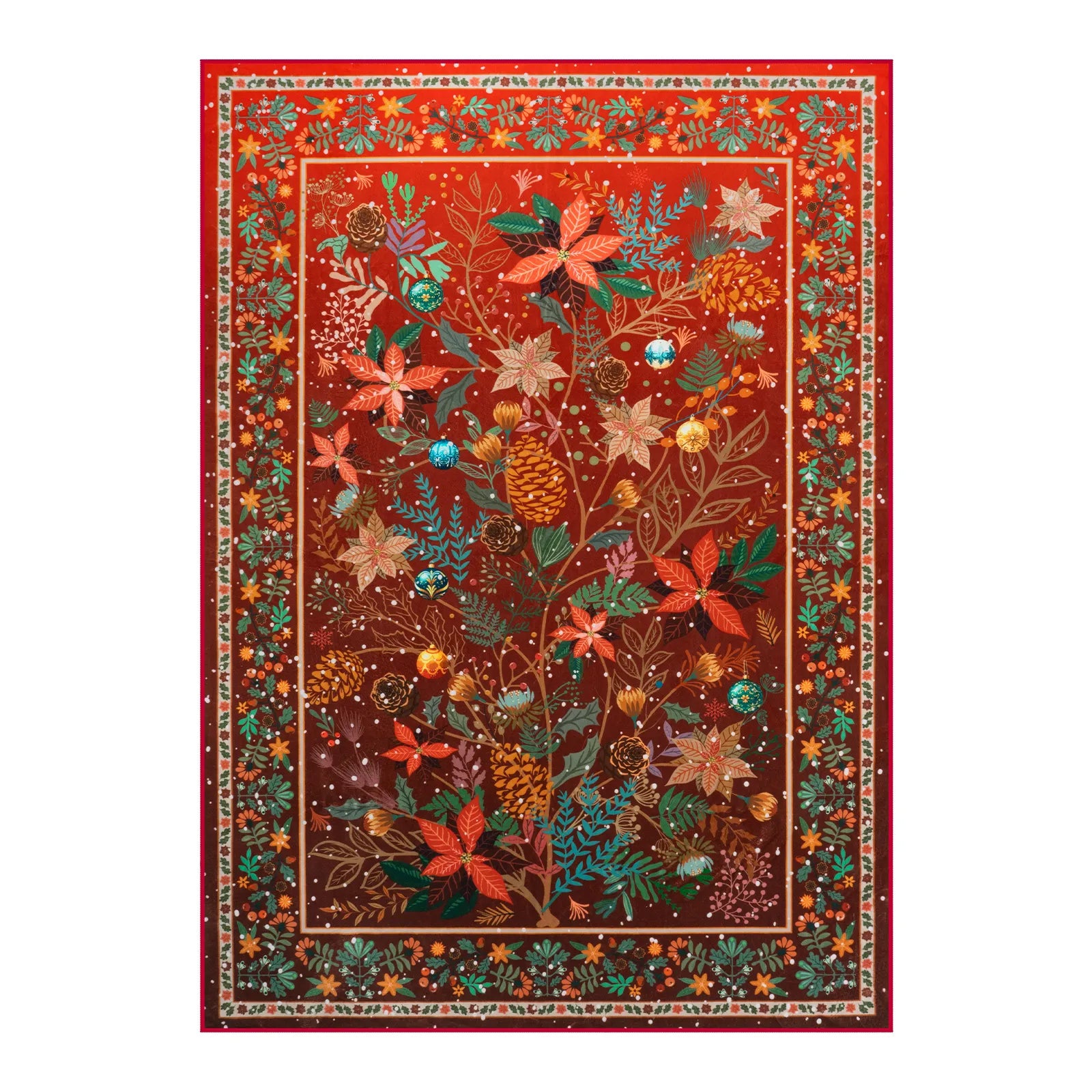 Alma Christmas Washable Modern Natural Botanical Floral Red Rug Area Rugs Lahome
